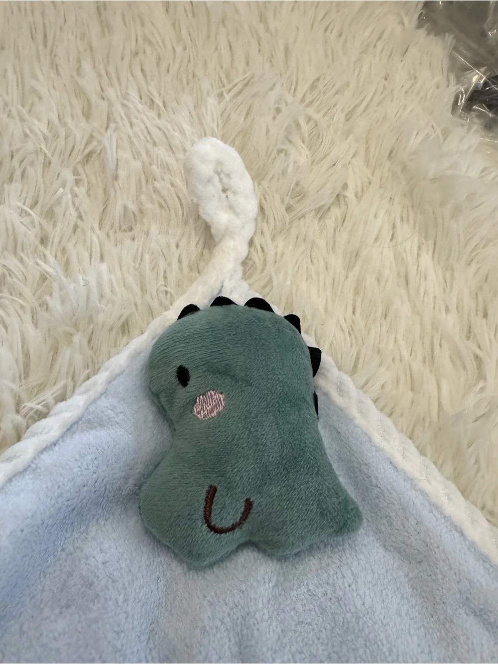 Plush Dino hand towel super soft- Light Blue